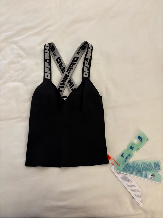 Off-White Tops - 🖤 Off-White Ribbed Knit Bralette Top with Logo Straps - NWT 🖤